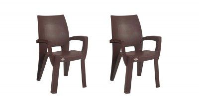 Supreme Villa Plastic Chair (Globus Brown, Set of 2)