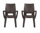 Supreme Villa Plastic Chair with Arm Wenge Color - Set of 2...