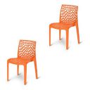 Supreme Web Designer Plastic Chair for Home and Office (Set of 2, Orange)...