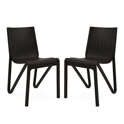 Supreme Zyleg Indoor/Outdoor Armless Plastic Chair (Set of 2, Wenge)