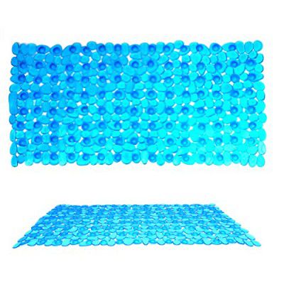 Suprhome Anti-Skid Shower Mat | Non-Slip Bathroom Mat for Bathtub, Floor & Shower | with Drain Holes | Machine Washable - Blue