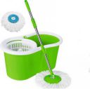 SURABHI Mop Bucket Magic Spin Mop Bucket Double Drive Hand Pressure with 2 Microfiber Mop Head Mop Set Mop Set  (Green)...