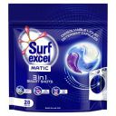 Surf Excel Matic 3 in 1 Smartshots - 28 units of dissolvable detergent capsules with Superior Stain Removal, Fabric Care and Long Lasting Fragrance. 1 shot = 1 wash...