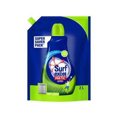 Surf Excel Matic Top Load Liquid Detergent 2 L Refill, Designed For Tough Stain Removal on Laundry in Washing Machines - Super Saver Offer Pack