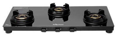 Surya Flame Futura 3 Burner Glass-Top Gas Stove with Ultra-Slim Body and Jumbo Burner 5G Burner Ergonomic Knob Design 2 Years Complete Doorstep Warranty