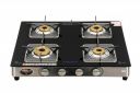 Suryaflame Glasstop Gas Stove 4 Burners 4B BELLO GT SS NA (ISI Marked, CE Certified) with Doorstep Service - Black/ Silver...