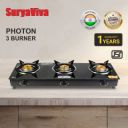 SURYAVIVA 3B Photon Bk Toughened 3 Cast Iron (Manual,Black) Glass Manual Stove (3 Burners)...