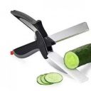 Suzec Clever Cutter- 2 in 1 Food Chopper/Slicer/Dicer Vegetable and Fruit Cutter Kitchen/Scissors Knife Board - Transparent, Black...