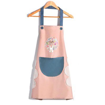 Suzec Kitchen Apron with Front Pocket and side Coral Velvet (Pack of 1)
