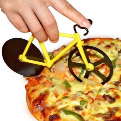 Suzec Multi-Purpose Premium Pizza Cutter for Kitchen Bicycle Shape Non-Stick Pastry Cake Sandwich Burger Slicer Kitchen Accessories Item (Assorted Color)