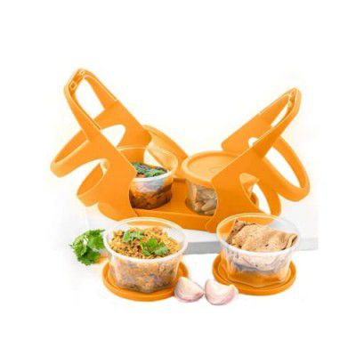 Suzec Plastic Lunch Box with Attractive Stand 200 ml Food Containers, 2 in 1 Lunch Box for School and Office