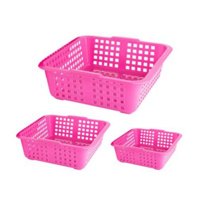 Suzec Plastic Multiple Size Cane Fruit Baskets (3 Size Large, Medium, Small)