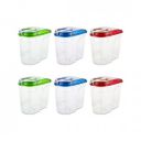 Suzec Plastic Storage Container Set with Opening Mouth 1500ml (Pack of 6) , Multi color...
