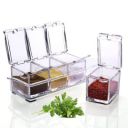 Suzec Seasoning Acrylic Box Pepper Salt Spice Rack | Plastic 4 pc Masala Box...