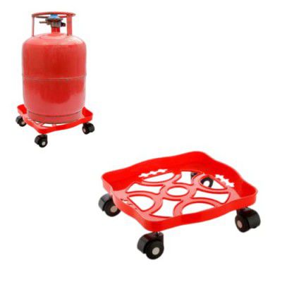 Suzec Square LPG Cylinder Trolley | Oil Tin Multipurpose Trolley with Wheels | Gas Bottle Trolley | LPG Cylinder Stand