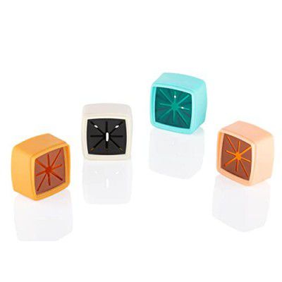 Suzec Towel Holder Self-Adhesive Fancy Space Saver Square Shaped Plastic Towel Holders (4Pcs)