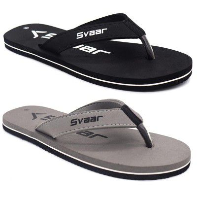 Svaar Combo of 2 Pairs of Comfortable Slippers For Men