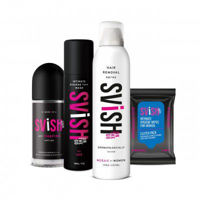 SVISH ON THE GO | Hair Removal Cream Spray for Women | Hygiene Kit for Women