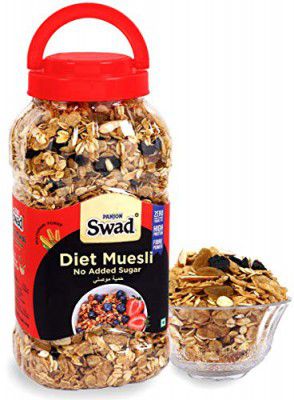 Swad Breakfast Cereal, Diet Muesli No Added Sugar (Multigrain Crunchy Oats, High Fibre, High Protein, Zero Transfat & Zero Cholesterol Muesli) Jar, 700 g