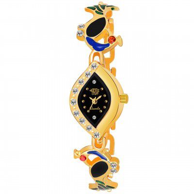 SWADESI STUFF Multi Dial Peacock Theme Gold Strap Bangle Watch for Women & Girls
