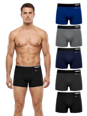 SWAGR 5 Pack Men's Super Combed Cotton Underwear Trunks