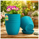 SWAPKART (Pack of 5 6 Inch Plastic Flower Pots for Indoor & Outdoor Terrace...
