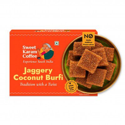 Sweet Karam Coffee Jaggery Coconut Burfi Squares – 150grams