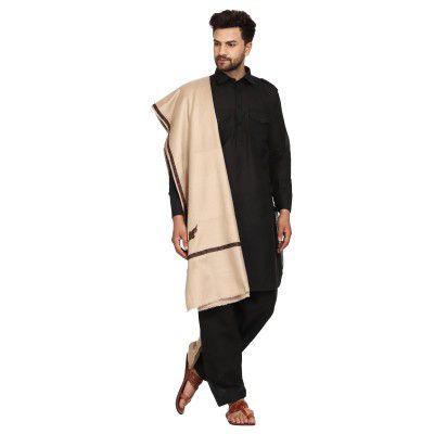 SWI WITH LABEL Men's Kashmiri Embroidered Wool Shawl