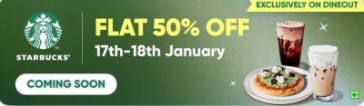 Swiggy Dineout : Flat 50% OFF on Starbucks 