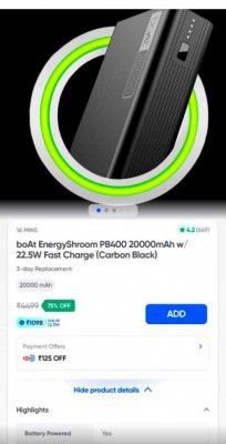 Swiggy Instamart Loot : boAt Energyshroom PB400 Pro 20000mAh / 22.5 W Fast Charge