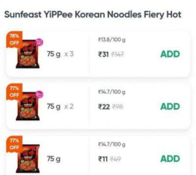 Swiggy Instamart Loot Search : Sunfeast Noodles