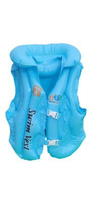Swim Vest for Children, Inflatable Pool Safety Vest with Buckles,Ages 3-12 Years 