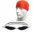 Swimming Set Combo with Goggles, Cap, Nose & Ear Plugs (Black Red)...