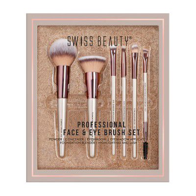 Swiss Beauty Professional Face & Eye Brush Set | 6-Piece Brush Set 