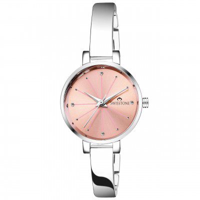SWISSTONE Analog Womens Watch (Pink Dial Silver Colored Strap)