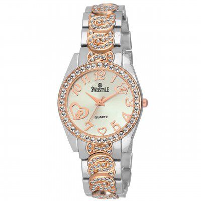 Swisstyle Analogue White Dial Women's Watch-Ss-Lr874-Wht-Cpr