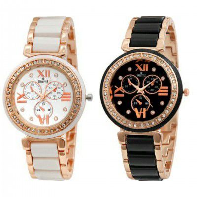 SWISSTYLE Combo of 2 Analogue White Dial Womens Watches-Ss-703W-703B