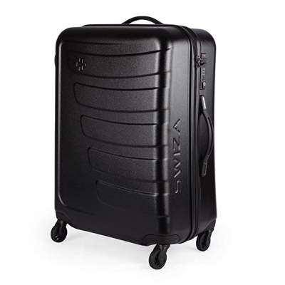 Swiza Justus 65 Cms 4-Wheel Hardsided ABS and Polycarbonate Luggage Trolley Bag (Black)