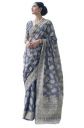 SWORNOF Women's Lucknowi Chikankari Linen cotton Woven Sarees For Women with Blouse sarees for Women...