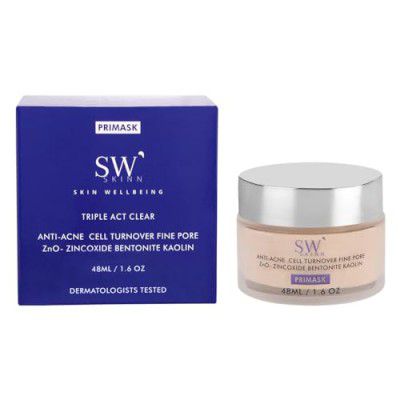 SWSKINN Zinc Oxide Primask for Acne Care, Pore Tightening,Cell Turnover & Oil Balancing with Zinc & Bentonite | Skin Clarifying Anti-Acne formulation for Oily & Acne Prone Skin (50 ml (Pack of 1))