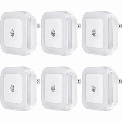 SYCEES-TOPLITE 0.5W Plug in LED Night Light Lamp with Sensor, White, Pack of 6