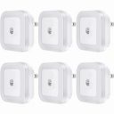 SYCEES-TOPLITE 0.5W Plug in LED Night Light Lamp with Sensor, White, Pack of 6...