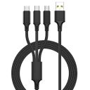 SYGA 3 in 1 Charging Cable, Nylon Braided USB Cable for Android, iOS and Type C Devices, 3A, 3 Feet - Black...
