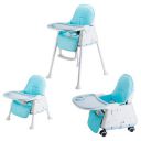 SYGA High Chair for Baby KidsSafety Toddler Feeding Booster Seat Dining Table Chair with Wheel and Cushion (Blue)...