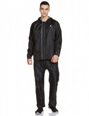 Amazon Brand - Symactive Polyester Raincoat with Jacket, (Black, L)