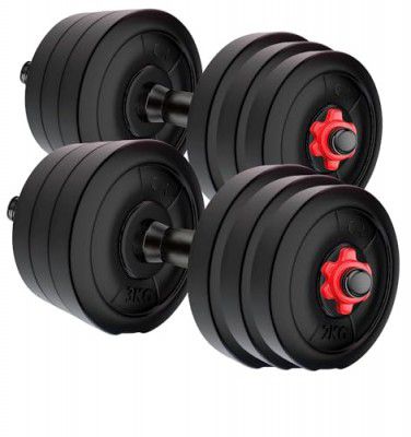 Symactive PVC 4 Kg Adjustable Dumbbells Fitness Kit for Full Body Workout (1x4 Kg PVC Weight, 14'' Dumbbell Rods Pair & Nuts)