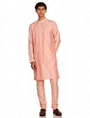 Symbol Men's Polyester Brocade Regular Festive Long Kurta & Pyjama Set (2pcs)
