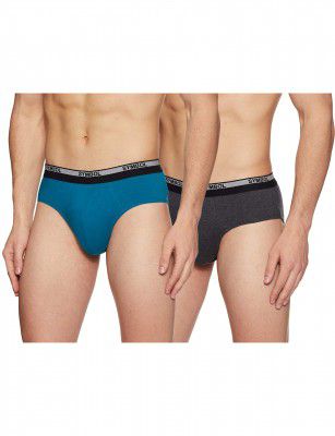 Symbol Mens Solid Cotton Briefs (Combo Pack of 2) (SYMBRFPO2-037 Multicolor 5 Small)(Colors and Prints May Vary)
