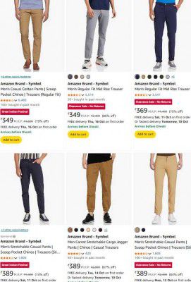 UP TO 87% OFF | Symbol Men's Trousers from ₹349