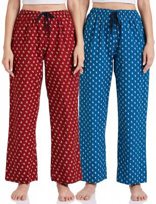 Symbol Women's Cotton Ankle Length Pajama Bottom (Lower | Pyjamas | Lounge Pants | Night Pants) (Pack of 2)